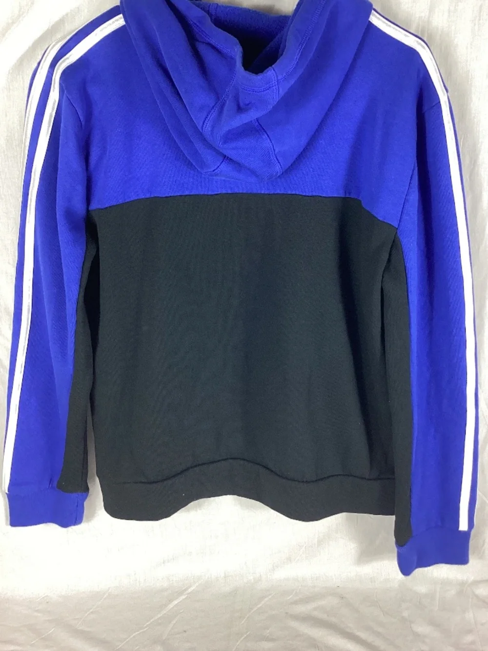 Adidas Boys Hooded Pullover Size Large 14/16 Blue Black Embroidered Logo